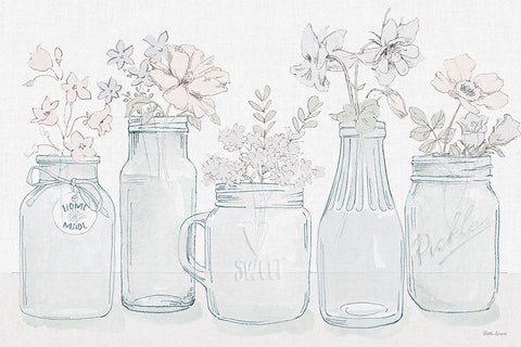 Peaceful Petals I Blue Gray Black Ornate Wood Framed Art Print with Double Matting by Grove, Beth