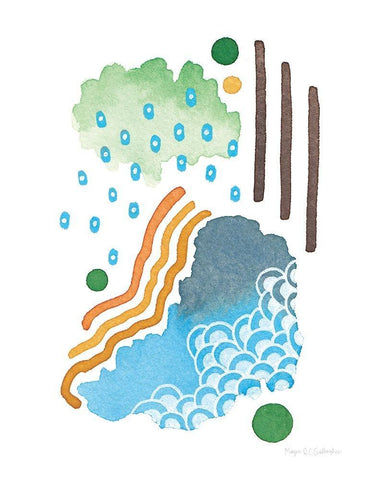 Abstract Day II Black Ornate Wood Framed Art Print with Double Matting by Gallagher, Megan