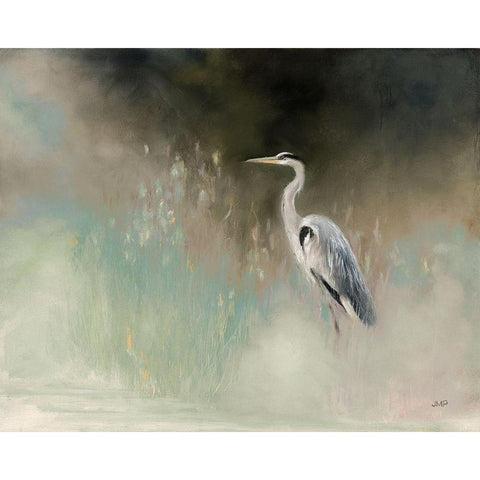 Peaceful Egret Teal Black Modern Wood Framed Art Print with Double Matting by Purinton, Julia