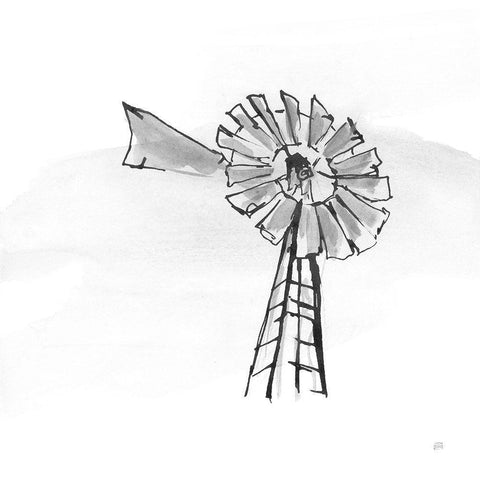 Windmill VII BW White Modern Wood Framed Art Print by Paschke, Chris