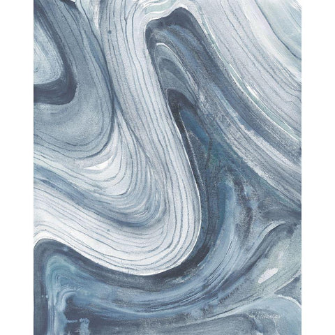 Swirl II Blue Gray White Modern Wood Framed Art Print by Hristova, Albena