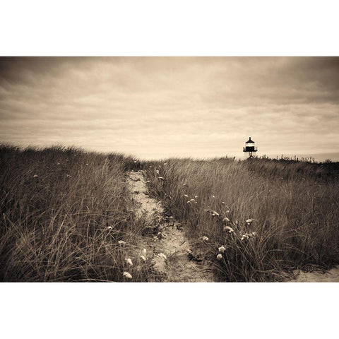 Nantucket Light Sepia White Modern Wood Framed Art Print by Aledanda