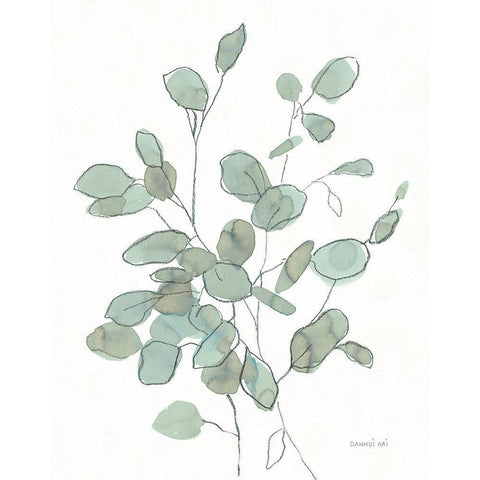 Transparent Leaves Eucalyptus White Modern Wood Framed Art Print by Nai, Danhui