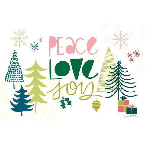 Peace Love Joy I Gold Ornate Wood Framed Art Print with Double Matting by Warrick, Cheryl