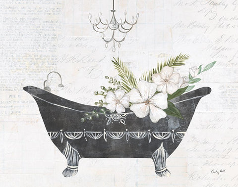 Floral Bath I Flipped Black Ornate Wood Framed Art Print with Double Matting by Prahl, Courtney