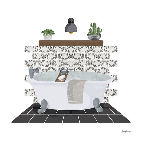 Relaxing Bathroom II Dark Black Modern Wood Framed Art Print with Double Matting by Thorns, Becky