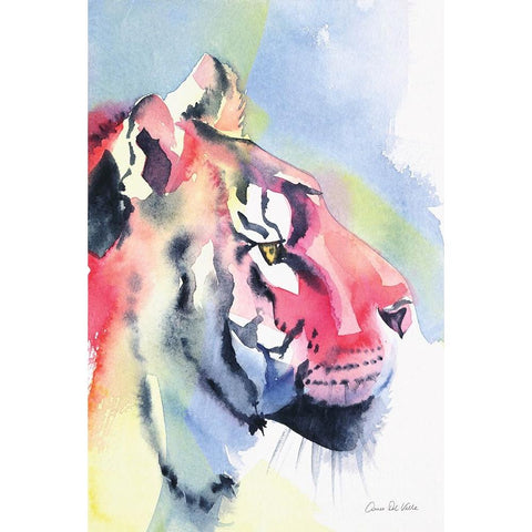 Tiger Portrait Black Modern Wood Framed Art Print by Del Valle, Aimee