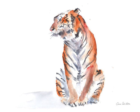 Wild Tiger II White Modern Wood Framed Art Print with Double Matting by Del Valle, Aimee