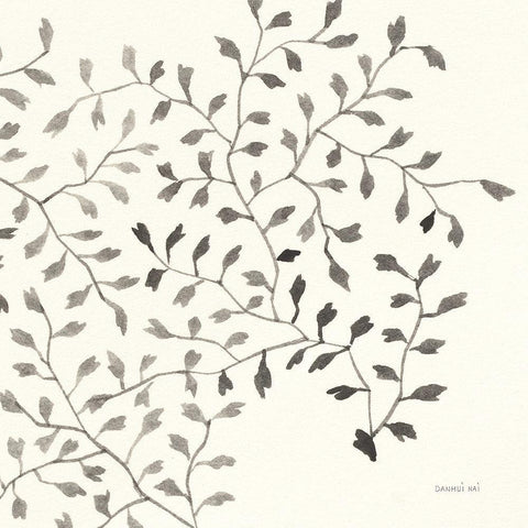 Ink Leaf III White Modern Wood Framed Art Print by Nai, Danhui
