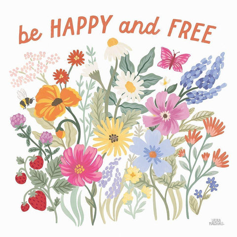 Wild Meadow III White Modern Wood Framed Art Print by Marshall, Laura