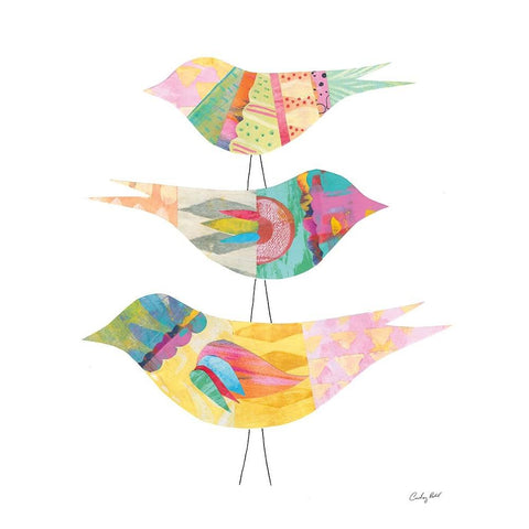 Spring Birds II White Modern Wood Framed Art Print by Prahl, Courtney