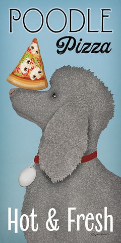 Poodle Pizza White Modern Wood Framed Art Print with Double Matting by Fowler, Ryan