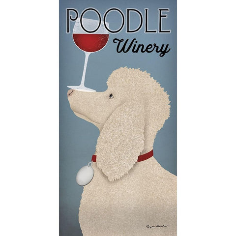 White Poodle Winery Black Modern Wood Framed Art Print with Double Matting by Fowler, Ryan