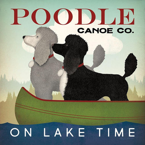 Double Poodle Canoe White Modern Wood Framed Art Print by Fowler, Ryan