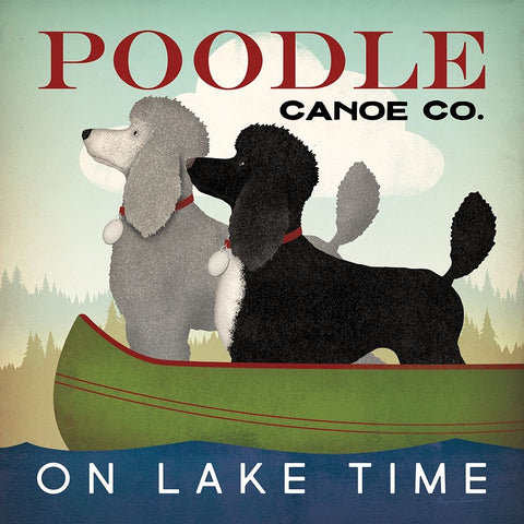 Double Poodle Canoe White Modern Wood Framed Art Print with Double Matting by Fowler, Ryan