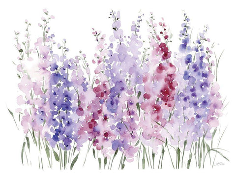 Spring Blooms I White Modern Wood Framed Art Print with Double Matting by Pete, Katrina