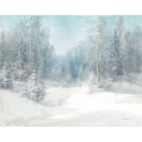 Peaceful Winter White Modern Wood Framed Art Print by Nai, Danhui