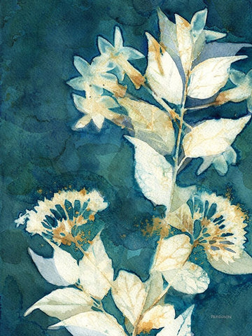 Shower of Gold I White Modern Wood Framed Art Print with Double Matting by Ferguson, Kathy