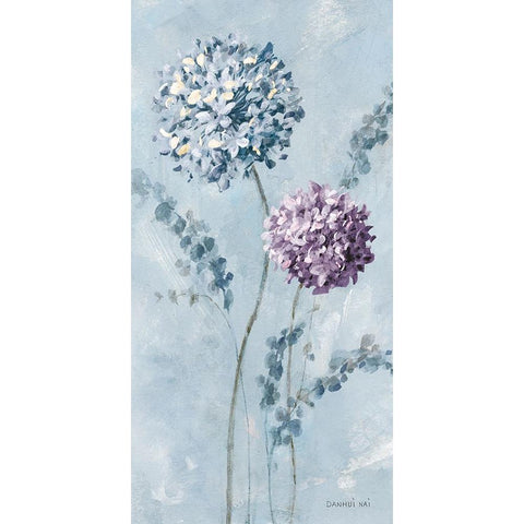 Airy Blooms II Purple Black Modern Wood Framed Art Print with Double Matting by Nai, Danhui