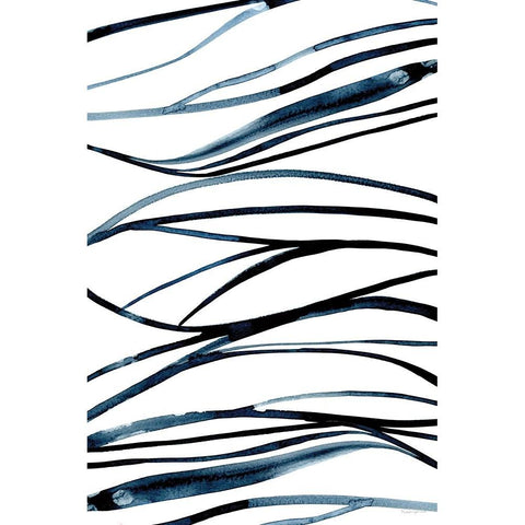 Threads of Blue I Black Modern Wood Framed Art Print with Double Matting by Charro, Mercedes Lopez