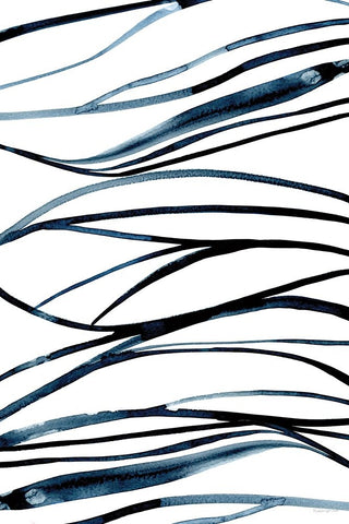 Threads of Blue I White Modern Wood Framed Art Print with Double Matting by Charro, Mercedes Lopez