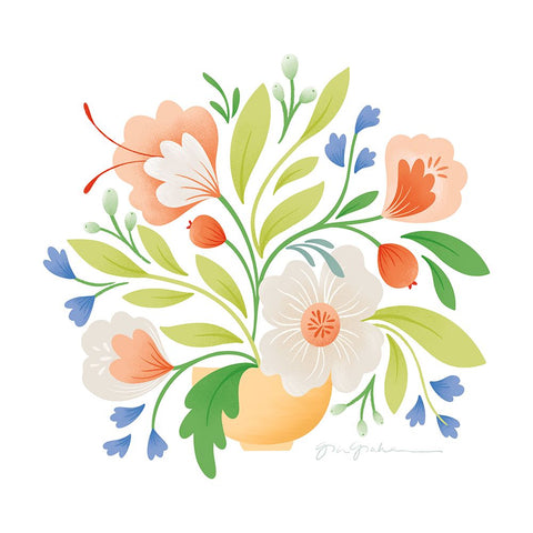 Sweet Bouquet II Bright White Modern Wood Framed Art Print with Double Matting by Graham, Gia