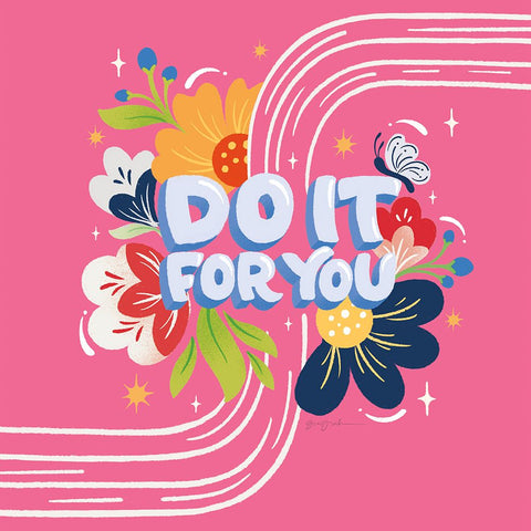 Do it For You I Bright Sq White Modern Wood Framed Art Print with Double Matting by Graham, Gia