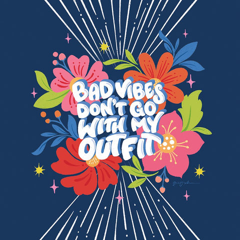 Bad Vibes I Bright Sq White Modern Wood Framed Art Print with Double Matting by Graham, Gia