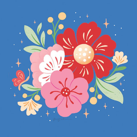 Floral Bouquet I Bright White Modern Wood Framed Art Print with Double Matting by Graham, Gia