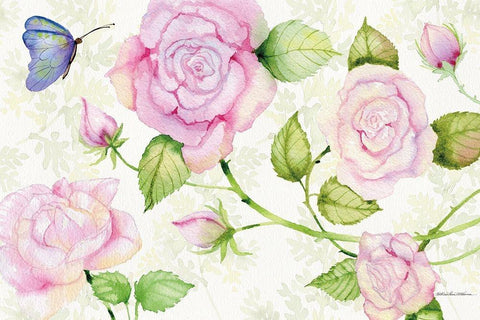 Floral Delight VI Butterflies White Modern Wood Framed Art Print with Double Matting by McKenna, Kathleen Parr