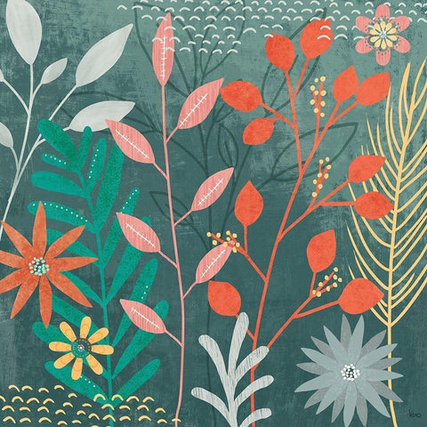 Fresh Petals II Black Modern Wood Framed Art Print with Double Matting by Charron, Veronique