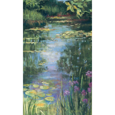 Garden Pond I Black Modern Wood Framed Art Print with Double Matting by Rowan, Carol