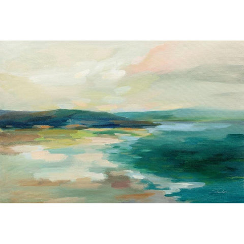 Pastel Lake Black Modern Wood Framed Art Print with Double Matting by Vassileva, Silvia