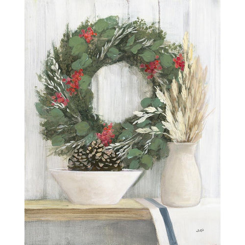 Natural Christmas I Blue White Modern Wood Framed Art Print by Purinton, Julia