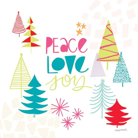 Peace Love Joy II Bright White Modern Wood Framed Art Print by Warrick, Cheryl