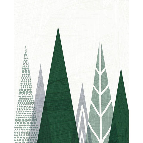 Geometric Forest II Green Gray Black Modern Wood Framed Art Print with Double Matting by Mullan, Michael