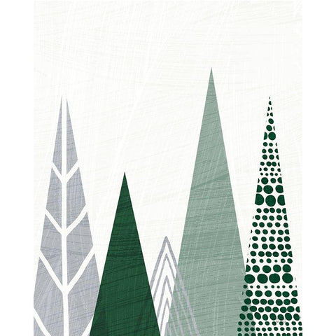 Geometric Forest III Green Gray Black Modern Wood Framed Art Print with Double Matting by Mullan, Michael