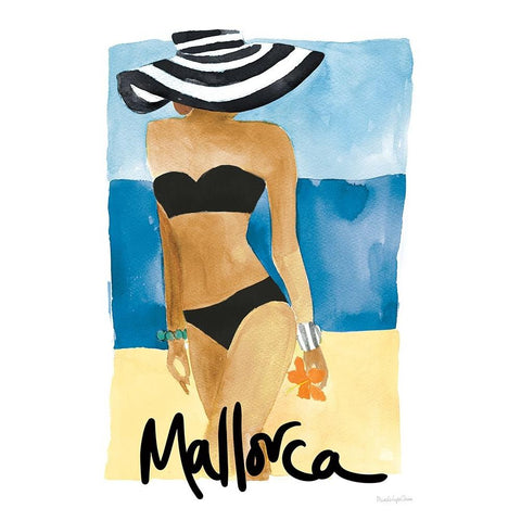 Mallorca Girl White Modern Wood Framed Art Print by Charro, Mercedes Lopez