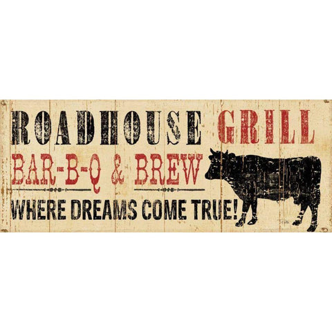 Roadhouse Grill Black Modern Wood Framed Art Print with Double Matting by Pela Studio