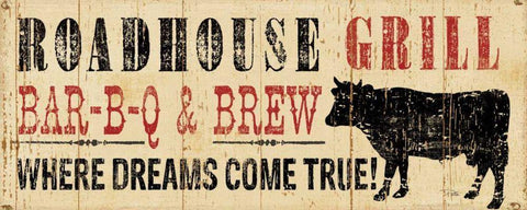 Roadhouse Grill White Modern Wood Framed Art Print with Double Matting by Pela Studio