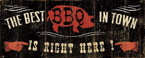 The Best BBQ in Town White Modern Wood Framed Art Print with Double Matting by Pela Studio