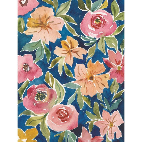 Flower Patch V Gold Ornate Wood Framed Art Print with Double Matting by Warrick, Cheryl