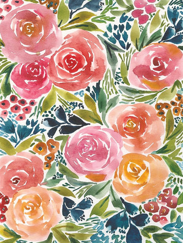 Garden Bliss III White Modern Wood Framed Art Print with Double Matting by Warrick, Cheryl