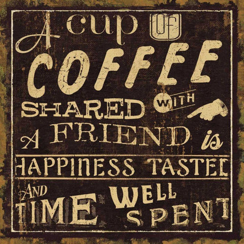 Coffee Quote I White Modern Wood Framed Art Print by Pela Studio