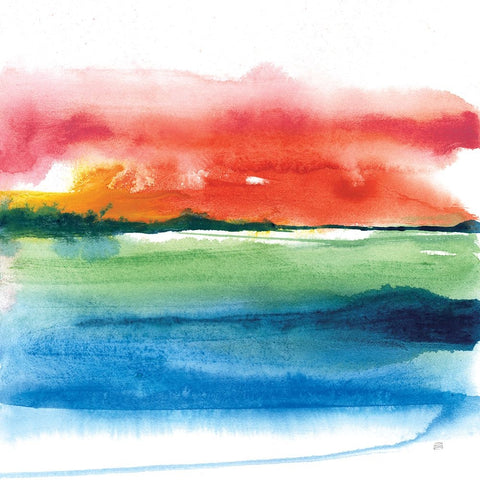 Jewel Waterway II White Modern Wood Framed Art Print with Double Matting by Paschke, Chris