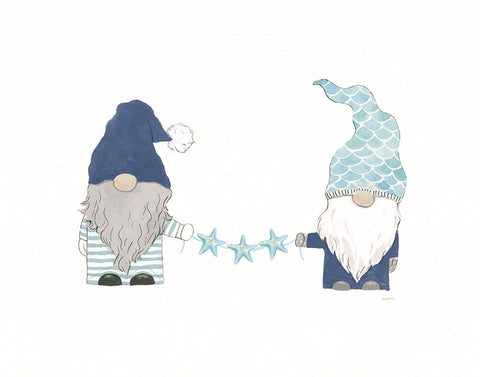 Coastal Gnomes I White Modern Wood Framed Art Print with Double Matting by Jackson, Jenaya