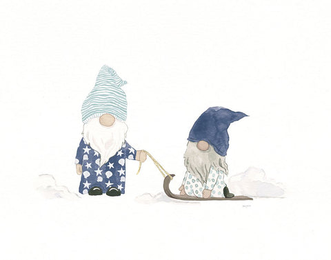 Coastal Gnomes III White Modern Wood Framed Art Print with Double Matting by Jackson, Jenaya