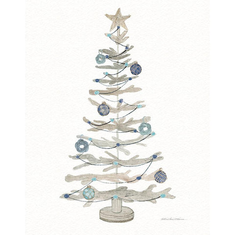Decorative Coastal Holiday Tree II White Modern Wood Framed Art Print by McKenna, Kathleen Parr