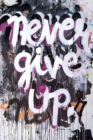 Never Give Up Black Ornate Wood Framed Art Print with Double Matting by Youngstrom, Kent