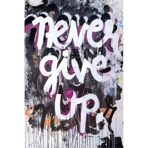 Never Give Up White Modern Wood Framed Art Print by Youngstrom, Kent